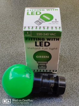Prik-ledlamp groen 1 watt
