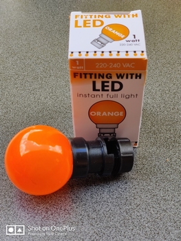 Prik-ledlamp oranje IP65 1 watt