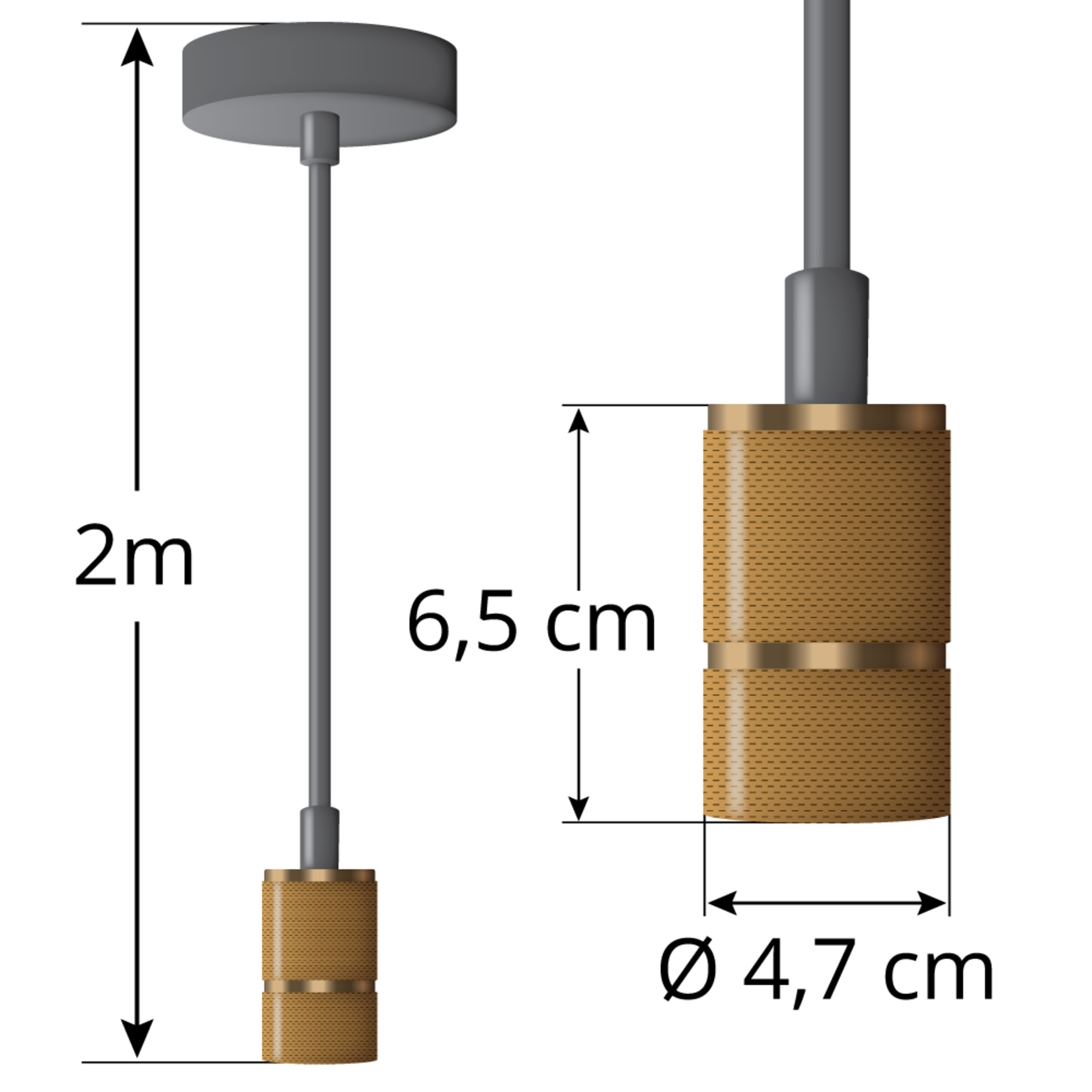 Industriële snoerpendel goud