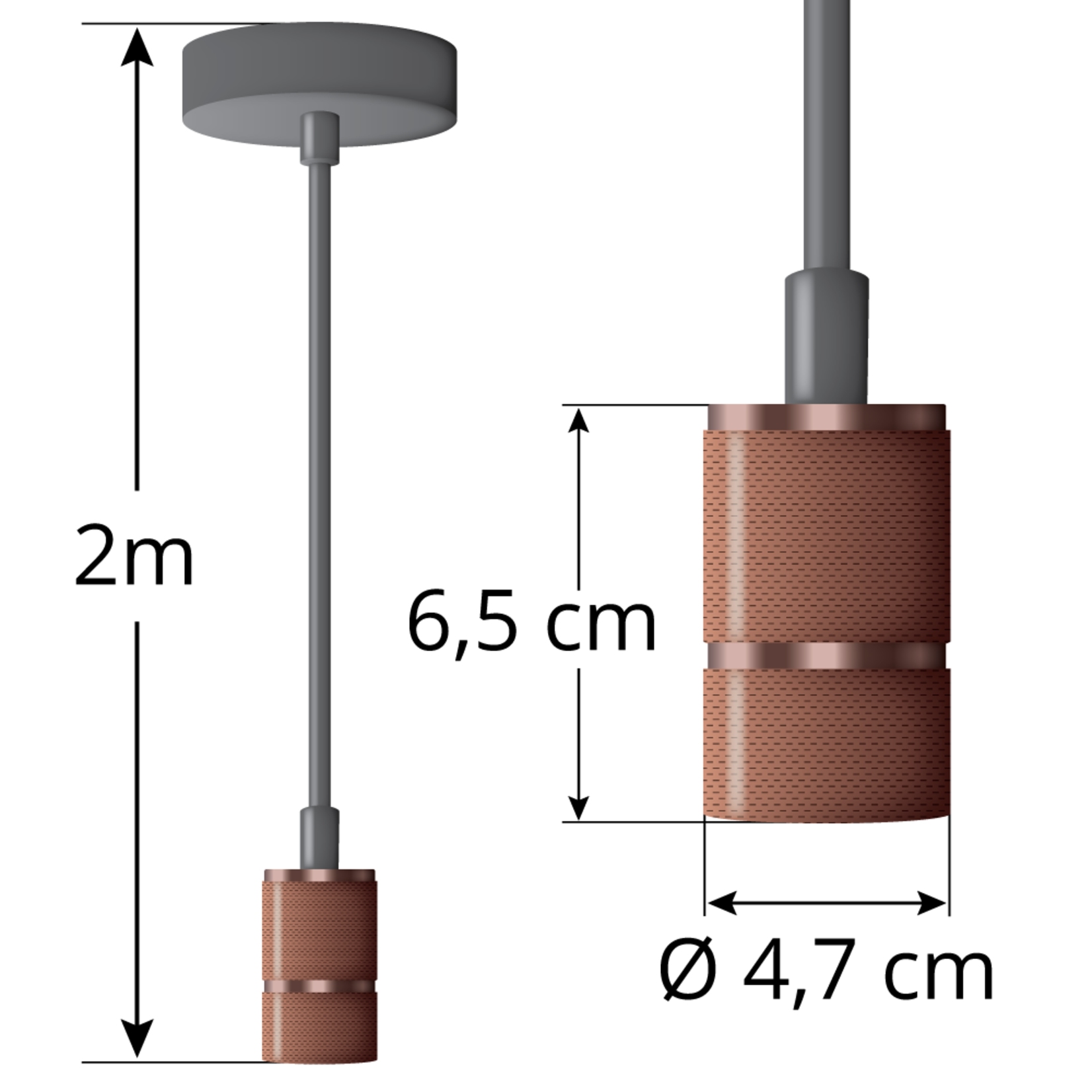 Industriële snoerpendel roségoud