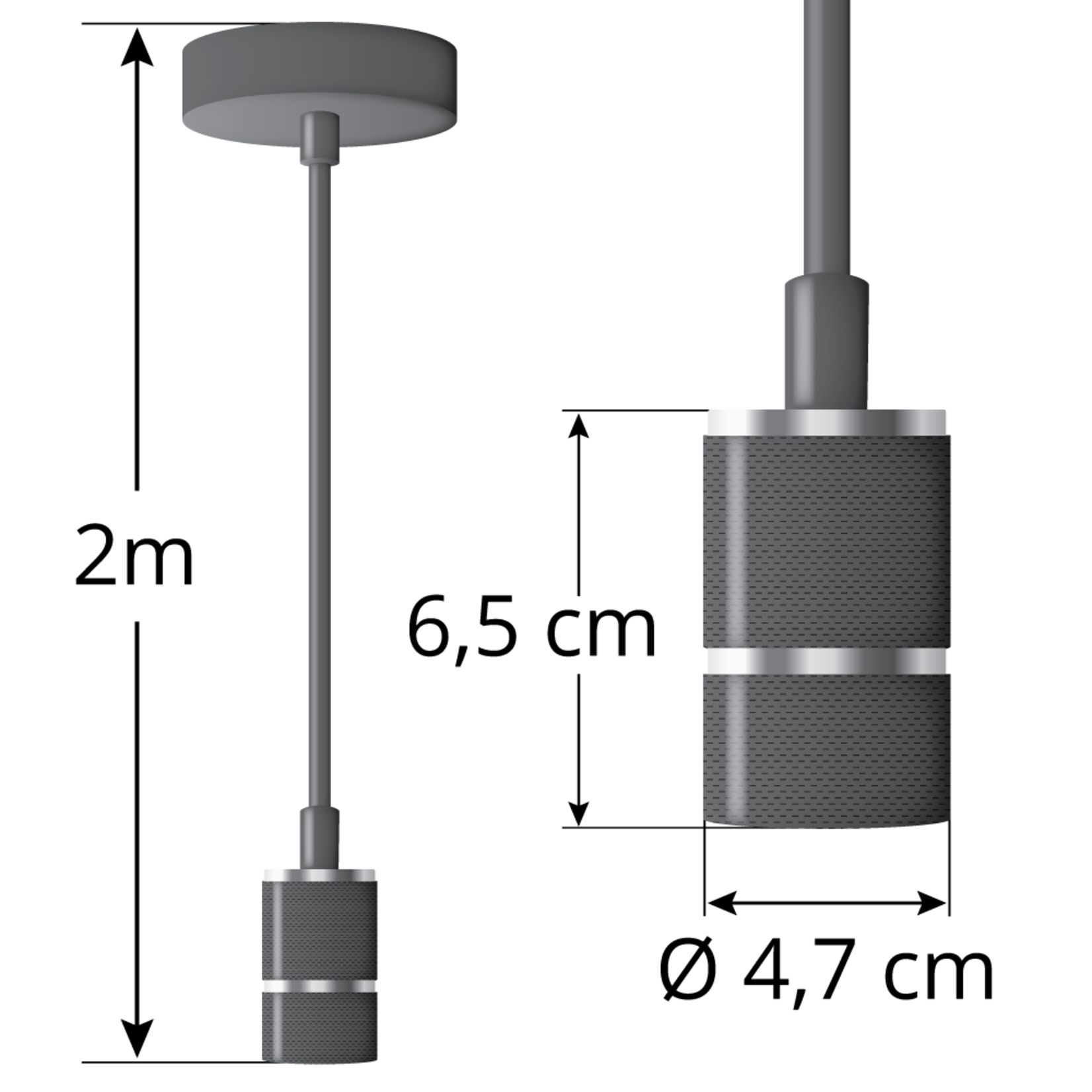 Industriële snoerpendel zilver