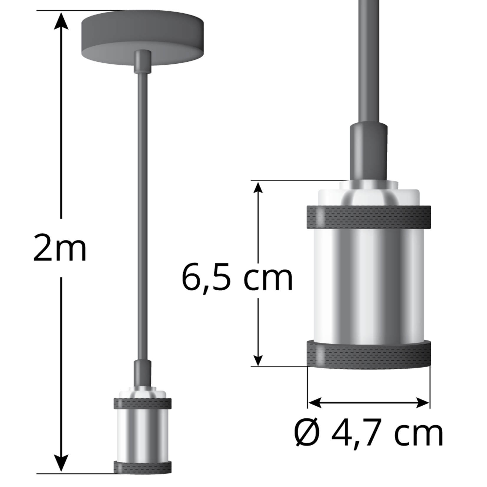 Moderne snoerpendel zilver