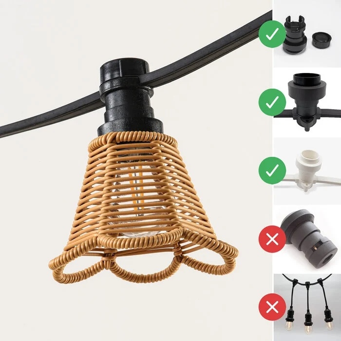 Prikkabel kap rotanlook Houtkleur