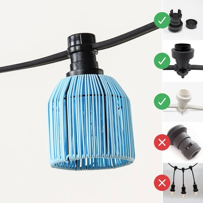 Prikkabel kap rotanlook l.blauw