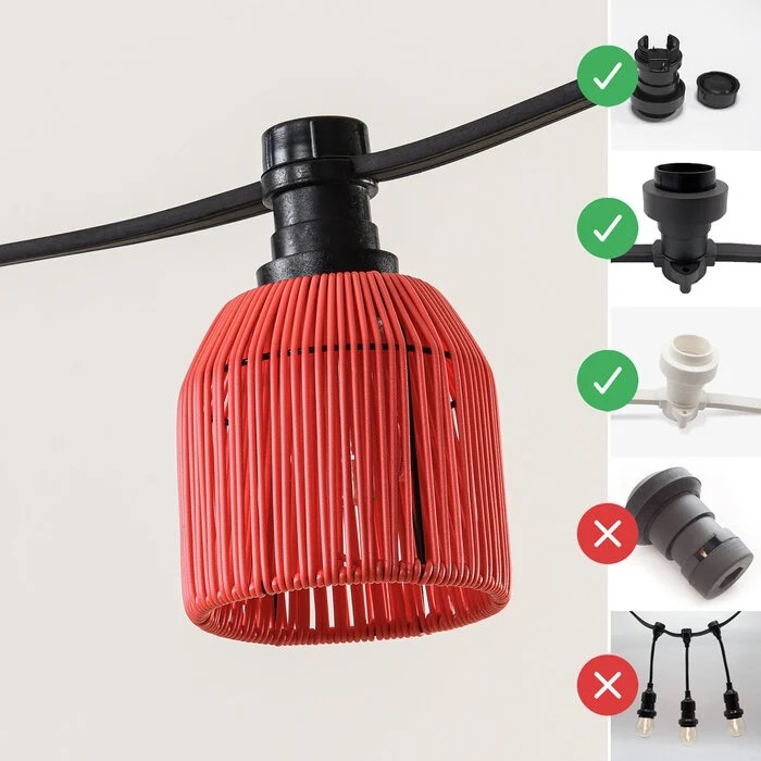 Prikkabel kap rotanlook Rood