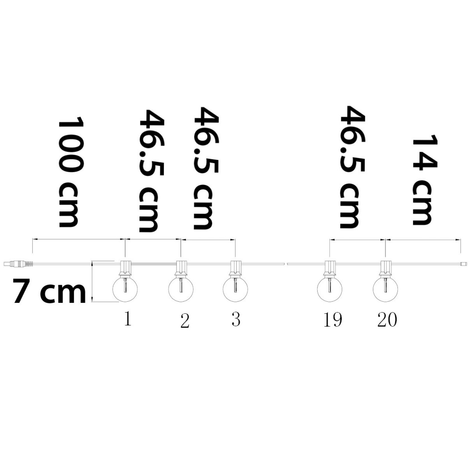 Solar lichtsnoer 10 meter 20 kleine ronde lampjes, 3W zon