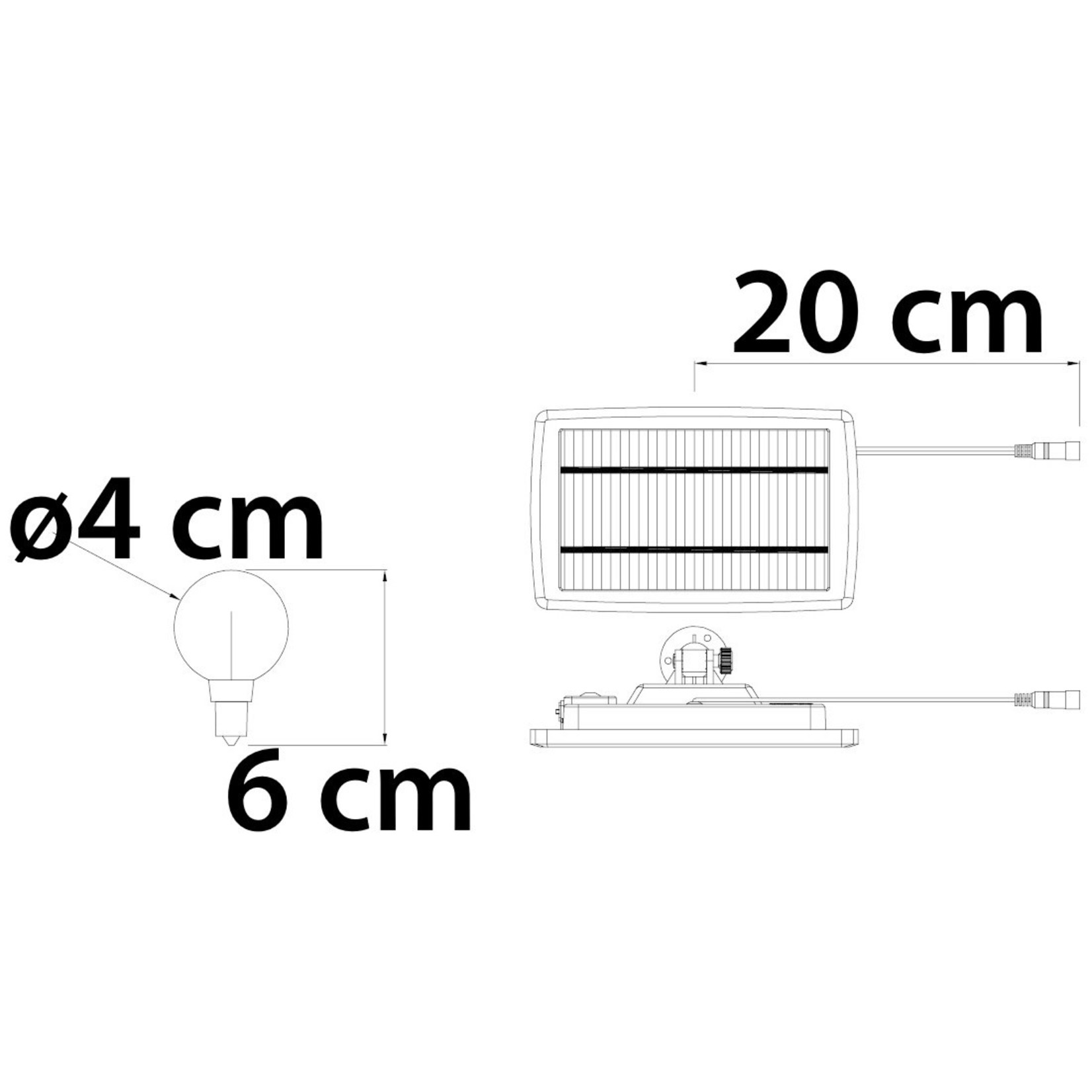 Solar lichtsnoer 10 meter 20 kleine ronde lampjes, 3W zon